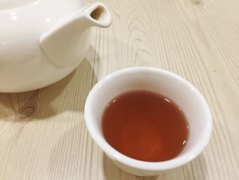 Close-up of tea cup on table