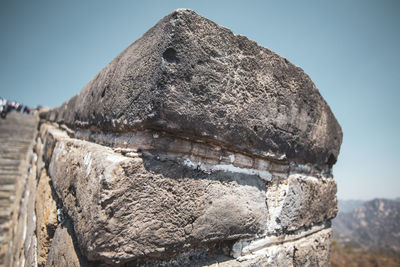 Close-up of sculpture against clear sky