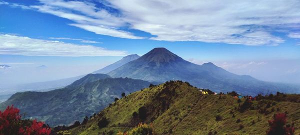 Scenic view of mountains against sky