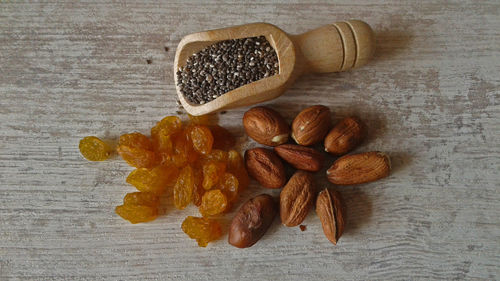 High angle view of bread on table