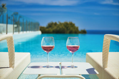 Close-up of wineglass on table