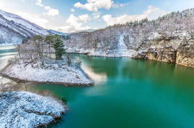 Scenic view of lake against sky