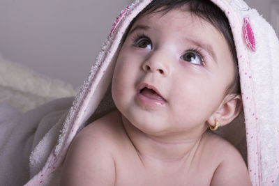 Portrait of cute girl looking away