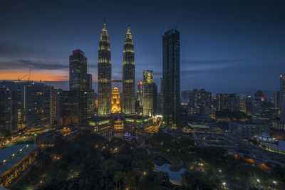 Illuminated cityscape at night