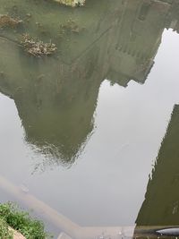 High angle view of lake against sky