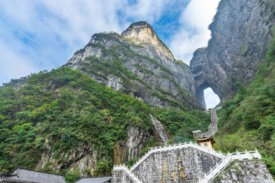 Low angle view of mountain against sky