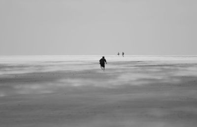 Silhouette people walking on beach