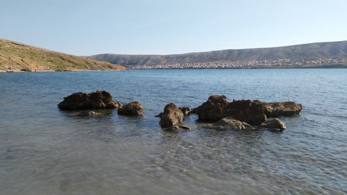 Scenic view of sea against clear sky