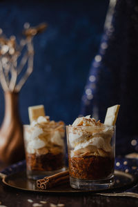 Valentine's day vegetarian dessert - carrot cake, almonds, white chocolate, cinnamon and mascarpone