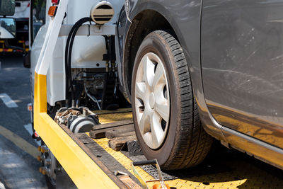 Close-up of car in truck