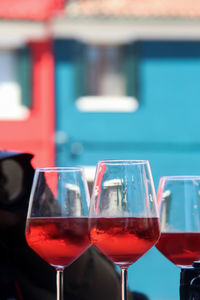 Close-up of beer in glass on table