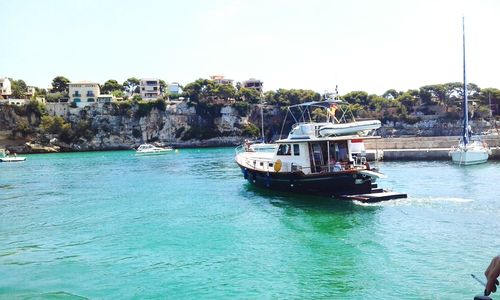 Boat sailing in sea