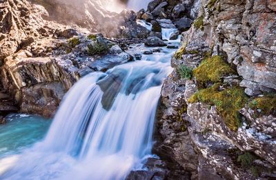 Scenic view of waterfall