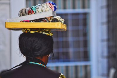 Rear view of woman