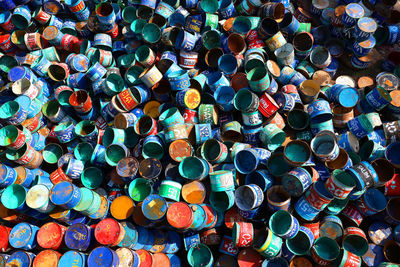 Full frame shot of colorful bottles
