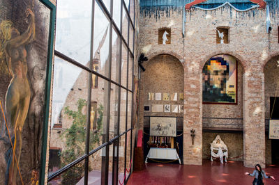 View of buildings seen through window