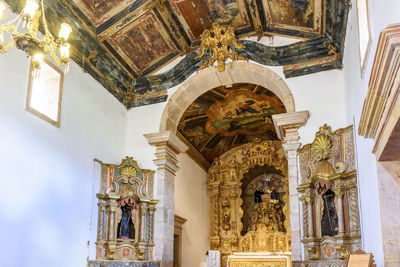 Low angle view of historic church altar on tiradentes city