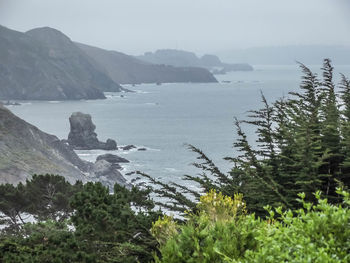 Scenic view of sea and mountains