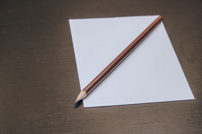 High angle view of pencil on table