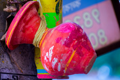 Close-up of multi colored cake