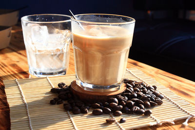 Close-up of coffee cup on table