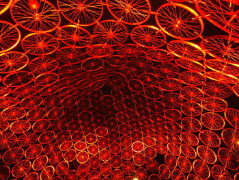 Full frame shot of illuminated red night
