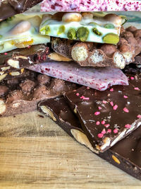 High angle view of cake on table