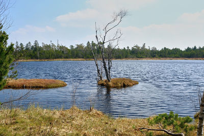 Scenic view of lake against sky
