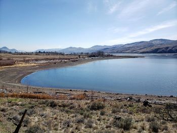 Scenic view of lake against sky