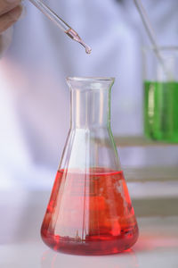 Close-up of scientist working at laboratory