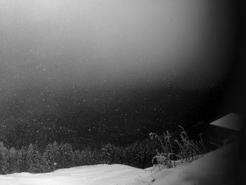 Scenic view of landscape against clear sky during winter