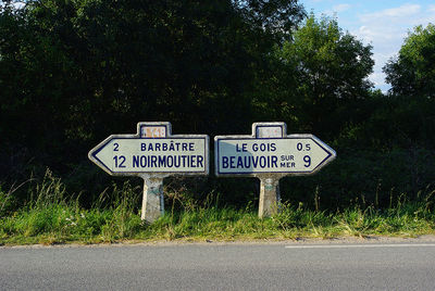 Sign board on road