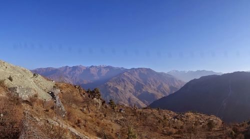 Scenic view of mountains against clear sky