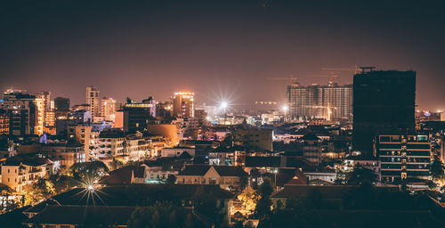 Illuminated city at night