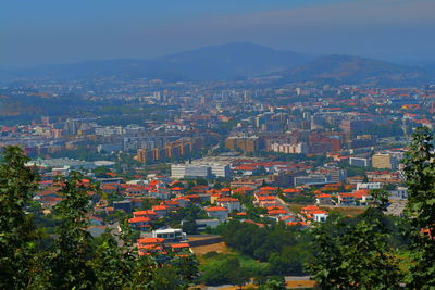 High angle view of townscape against sky