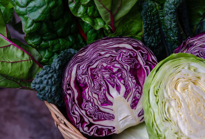 High angle view of vegetables for sale in market