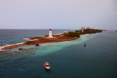 Scenic view of sea against clear sky