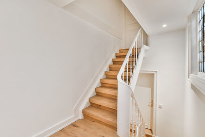 High angle view of spiral staircase in building