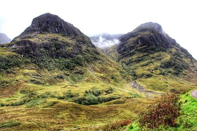 Scenic view of mountains against clear sky