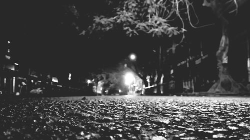 Illuminated street lights at night