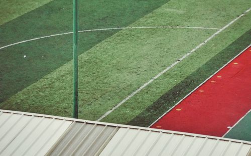 High angle view of basketball court