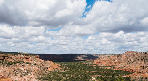 View of landscape against cloudy sky