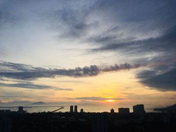 Silhouette buildings against sky during sunset