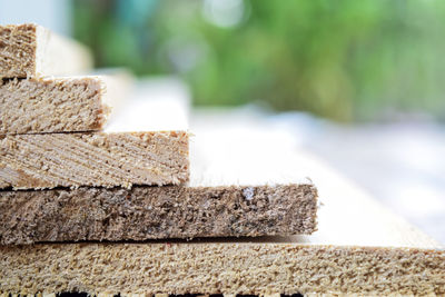 Close-up of stack of firewood