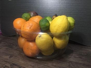 High angle view of fruits on table