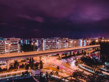 City lit up at night