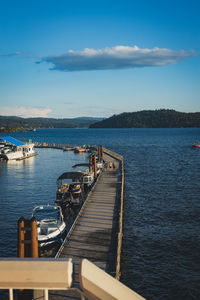 Dock in the middle of a lake in summer