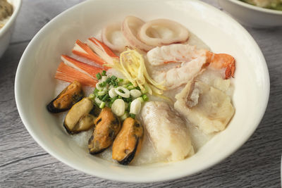 High angle view of meal served in plate