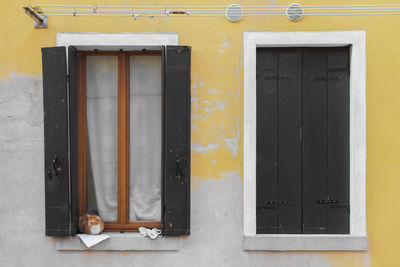 Cat sitting on house window