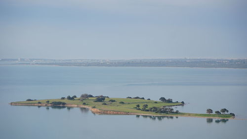 Panoramic view of sea against clear sky